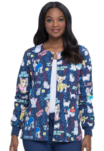 Clearance EDS Signature by Dickies Women's Snap Front Flossed In Space  Print Scrub Jacket